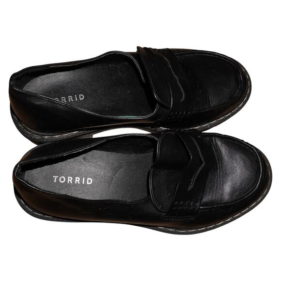 Torrid Chunky Lug Loafers Black Platform Slip-On Shoes Women’s 10 WW - Picture 7 of 12